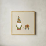 Harvest Gnomes II Neutral by Jenaya Jackson. Shown in a natural wood glass frame for a timeless modern aesthetic. Available as an archival giclee rolled canvas, fine art paper, or poster print. SKU 74805a.
