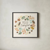 Hello Pumpkin I by Jenaya Jackson. Shown in a sleek black glass frame for a contemporary gallery look. Available as an archival giclee rolled canvas, fine art paper, or poster print. SKU 76990a.