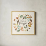 Hello Pumpkin I by Jenaya Jackson. Shown in a natural wood glass frame for a timeless modern aesthetic. Available as an archival giclee rolled canvas, fine art paper, or poster print. SKU 76990a.
