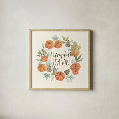 Hello Pumpkin II by Jenaya Jackson. Shown in a natural wood glass frame for a timeless modern aesthetic. Available as an archival giclee rolled canvas, fine art paper, or poster print. SKU 76991a.