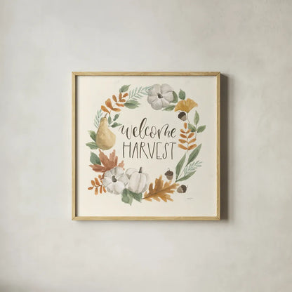 Hello Pumpkin IV by Jenaya Jackson. Shown in a natural wood glass frame for a timeless modern aesthetic. Available as an archival giclee rolled canvas, fine art paper, or poster print. SKU 76993a.