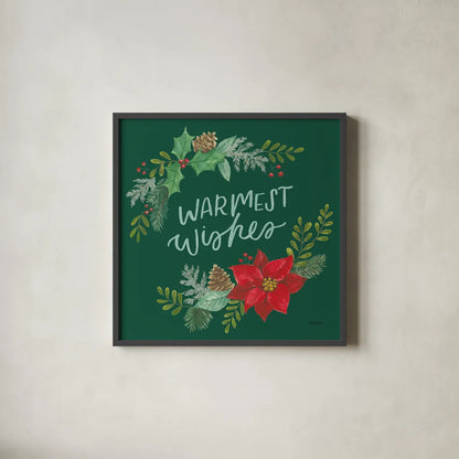 Holly and Pine III by Jenaya Jackson. Shown in a sleek black glass frame for a contemporary gallery look. Available as an archival giclee rolled canvas, fine art paper, or poster print. SKU 86603a.