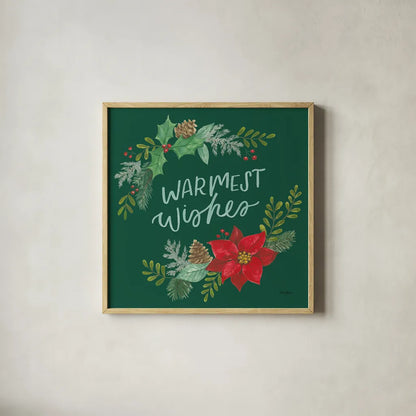 Holly and Pine III by Jenaya Jackson. Shown in a natural wood glass frame for a timeless modern aesthetic. Available as an archival giclee rolled canvas, fine art paper, or poster print. SKU 86603a.