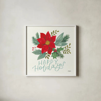 Holly and Pine IV by Jenaya Jackson. Shown in a crisp white glass frame for a clean and minimalist style. Available as an archival giclee rolled canvas, fine art paper, or poster print. SKU 86604a.