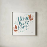 Home Sweet Home I by Jenaya Jackson. Shown in a crisp white glass frame for a clean and minimalist style. Available as an archival giclee rolled canvas, fine art paper, or poster print. SKU 62724a.