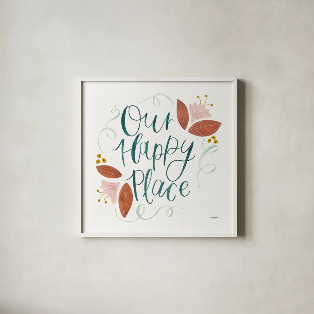 Home Sweet Home II by Jenaya Jackson. Shown in a crisp white glass frame for a clean and minimalist style. Available as an archival giclee rolled canvas, fine art paper, or poster print. SKU 62725a.