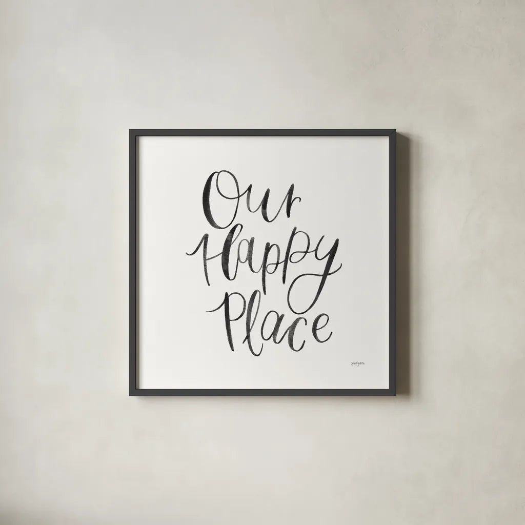 Home Sweet Home II BW by Jenaya Jackson. Shown in a sleek black glass frame for a contemporary gallery look. Available as an archival giclee rolled canvas, fine art paper, or poster print. SKU 64039a.