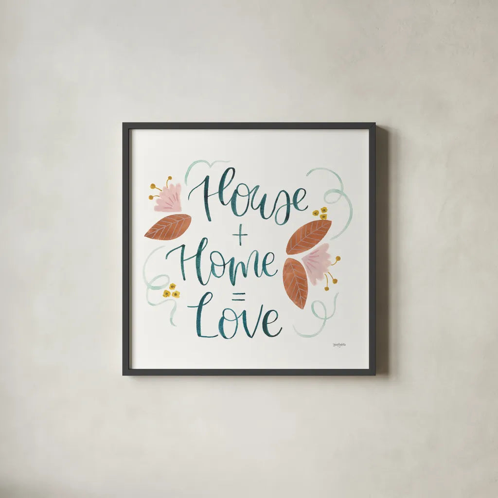 Home Sweet Home III by Jenaya Jackson. Shown in a sleek black glass frame for a contemporary gallery look. Available as an archival giclee rolled canvas, fine art paper, or poster print. SKU 62726a.