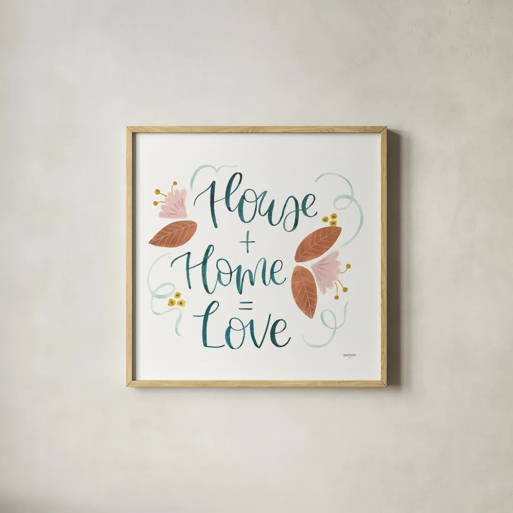 Home Sweet Home III by Jenaya Jackson. Shown in a natural wood glass frame for a timeless modern aesthetic. Available as an archival giclee rolled canvas, fine art paper, or poster print. SKU 62726a.