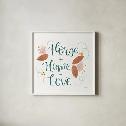 Home Sweet Home III by Jenaya Jackson. Shown in a crisp white glass frame for a clean and minimalist style. Available as an archival giclee rolled canvas, fine art paper, or poster print. SKU 62726a.