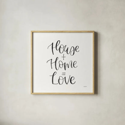 Home Sweet Home III BW by Jenaya Jackson. Shown in a natural wood glass frame for a timeless modern aesthetic. Available as an archival giclee rolled canvas, fine art paper, or poster print. SKU 64040a.