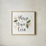 Home Sweet Home III Green by Jenaya Jackson. Shown in a natural wood glass frame for a timeless modern aesthetic. Available as an archival giclee rolled canvas, fine art paper, or poster print. SKU 64663a.