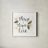 Home Sweet Home III Green by Jenaya Jackson. Shown in a crisp white glass frame for a clean and minimalist style. Available as an archival giclee rolled canvas, fine art paper, or poster print. SKU 64663a.