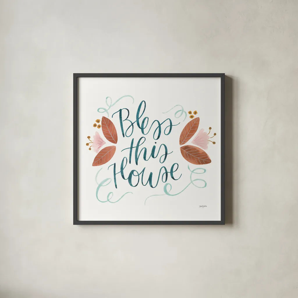 Home Sweet Home IV by Jenaya Jackson. Shown in a sleek black glass frame for a contemporary gallery look. Available as an archival giclee rolled canvas, fine art paper, or poster print. SKU 62727a.