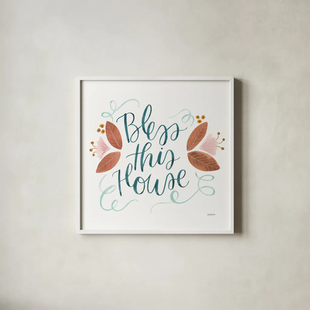 Home Sweet Home IV by Jenaya Jackson. Shown in a crisp white glass frame for a clean and minimalist style. Available as an archival giclee rolled canvas, fine art paper, or poster print. SKU 62727a.