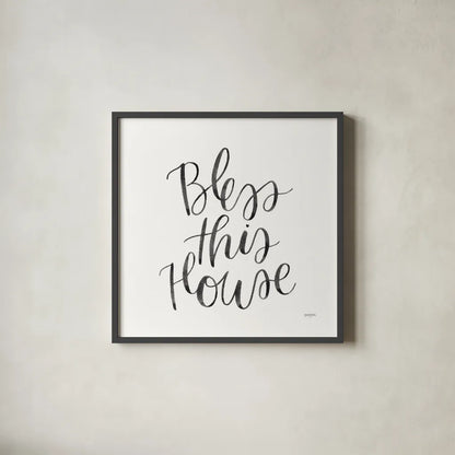 Home Sweet Home IV BW by Jenaya Jackson. Shown in a sleek black glass frame for a contemporary gallery look. Available as an archival giclee rolled canvas, fine art paper, or poster print. SKU 64041a.