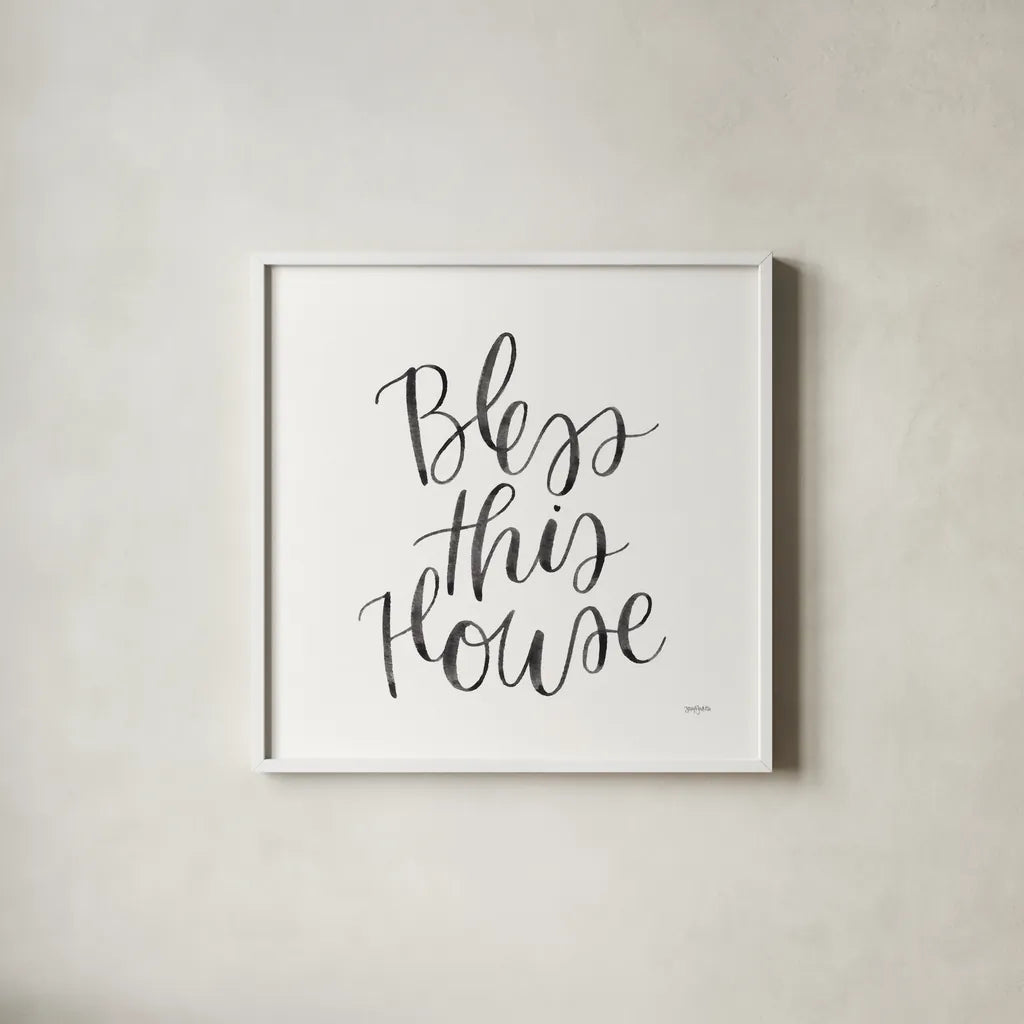 Home Sweet Home IV BW by Jenaya Jackson. Shown in a crisp white glass frame for a clean and minimalist style. Available as an archival giclee rolled canvas, fine art paper, or poster print. SKU 64041a.