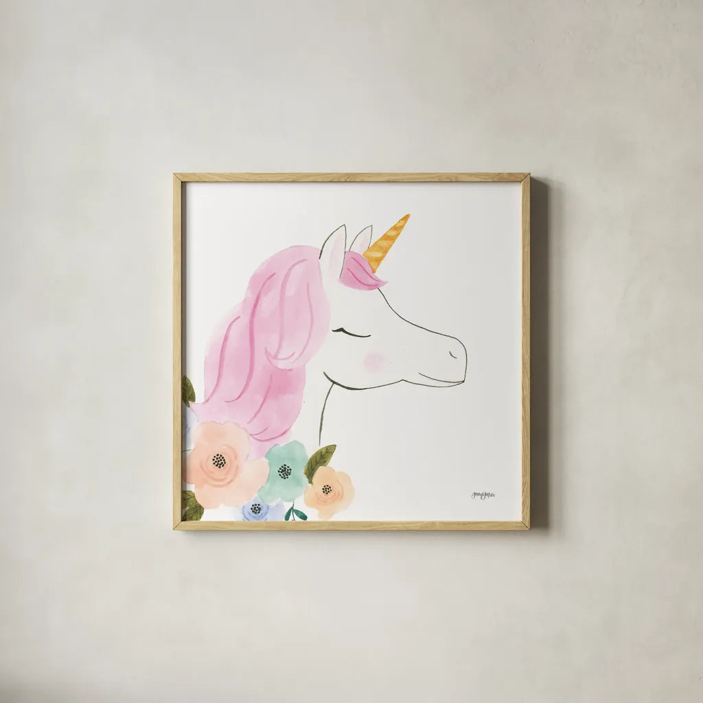 Lets Chase Rainbows IV Sq by Jenaya Jackson. Shown in a natural wood glass frame for a timeless modern aesthetic. Available as an archival giclee rolled canvas, fine art paper, or poster print. SKU 83565a.