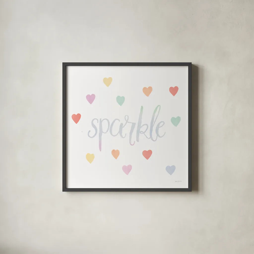 Lets Chase Rainbows XI by Jenaya Jackson. Shown in a sleek black glass frame for a contemporary gallery look. Available as an archival giclee rolled canvas, fine art paper, or poster print. SKU 58977a.