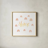 Lets Chase Rainbows XII by Jenaya Jackson. Shown in a natural wood glass frame for a timeless modern aesthetic. Available as an archival giclee rolled canvas, fine art paper, or poster print. SKU 58978a.