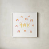 Lets Chase Rainbows XII by Jenaya Jackson. Shown in a crisp white glass frame for a clean and minimalist style. Available as an archival giclee rolled canvas, fine art paper, or poster print. SKU 58978a.
