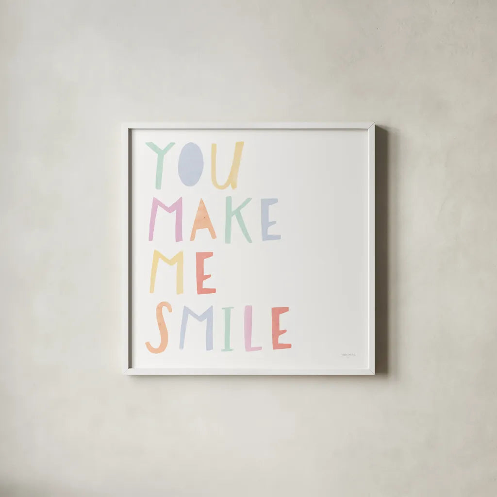 Lets Chase Rainbows XIII by Jenaya Jackson. Shown in a crisp white glass frame for a clean and minimalist style. Available as an archival giclee rolled canvas, fine art paper, or poster print. SKU 58979a.