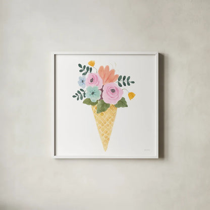 Lets Chase Rainbows XIX by Jenaya Jackson. Shown in a crisp white glass frame for a clean and minimalist style. Available as an archival giclee rolled canvas, fine art paper, or poster print. SKU 58985a.