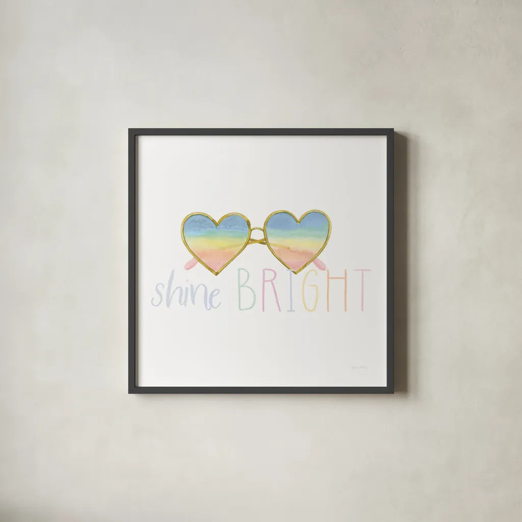 Lets Chase Rainbows XVII Sq by Jenaya Jackson. Shown in a sleek black glass frame for a contemporary gallery look. Available as an archival giclee rolled canvas, fine art paper, or poster print. SKU 59630a.