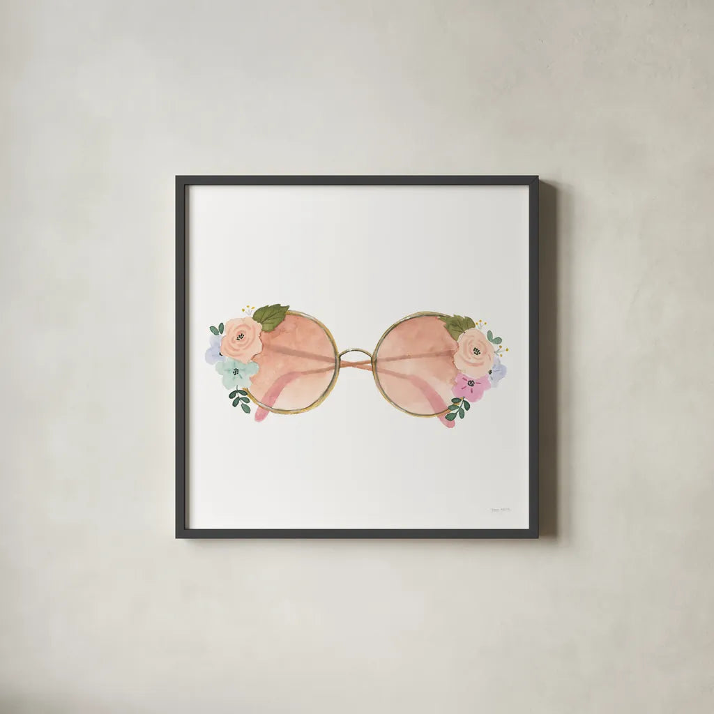 Lets Chase Rainbows XX by Jenaya Jackson. Shown in a sleek black glass frame for a contemporary gallery look. Available as an archival giclee rolled canvas, fine art paper, or poster print. SKU 58986a.