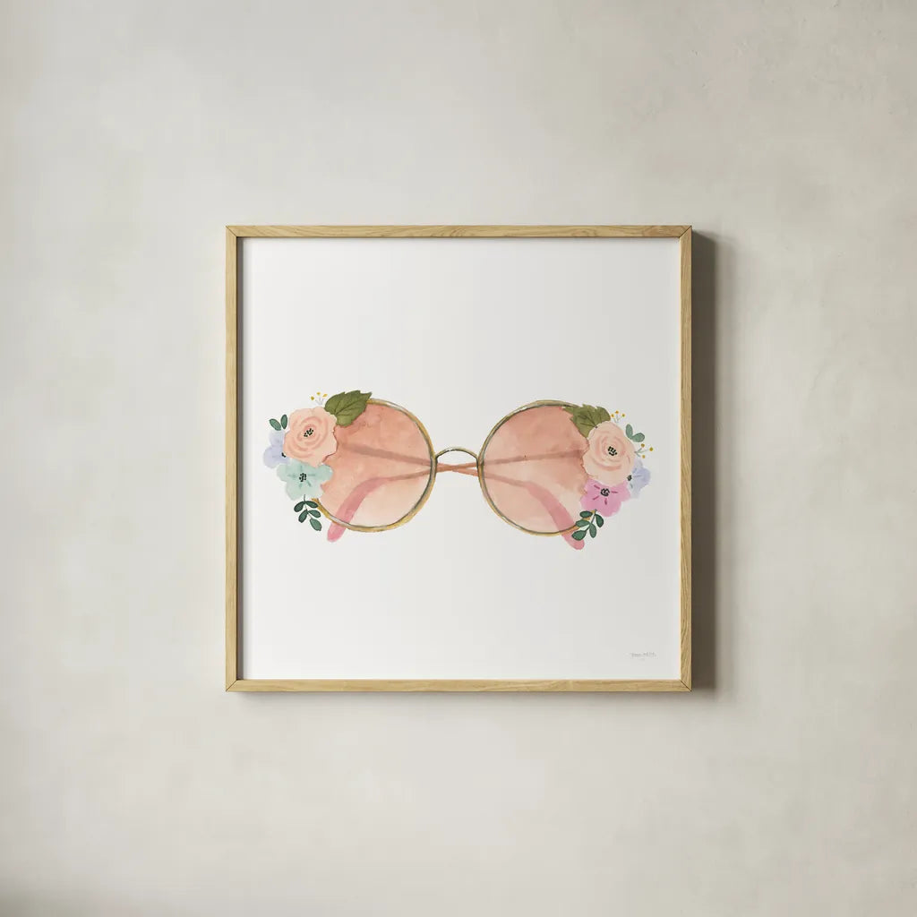 Lets Chase Rainbows XX by Jenaya Jackson. Shown in a natural wood glass frame for a timeless modern aesthetic. Available as an archival giclee rolled canvas, fine art paper, or poster print. SKU 58986a.