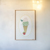 Lifes a Beach Scoops by Jenaya Jackson. shown as a paper print in a natural frame. Available as a archival giclee rolled canvas, fine art paper, or poster print. SKU 100783h.