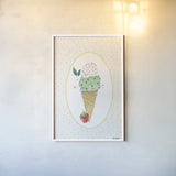 Lifes a Beach Scoops by Jenaya Jackson. shown as a paper print in a white frame. Available as a archival giclee rolled canvas, fine art paper, or poster print. SKU 100783h.