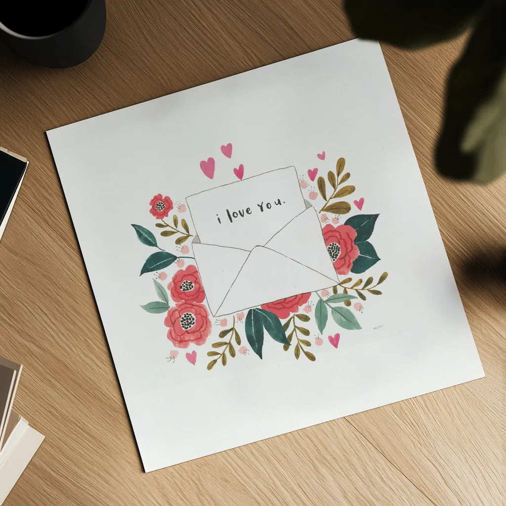 Love Notes I by Jenaya Jackson. Shown as a detailed flat fine art print, highlighting archival giclee quality. Available as an archival giclee rolled canvas, fine art paper, or poster print. SKU 71263a.