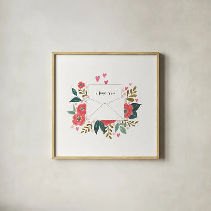 Love Notes I by Jenaya Jackson. Shown in a natural wood glass frame for a timeless modern aesthetic. Available as an archival giclee rolled canvas, fine art paper, or poster print. SKU 71263a.