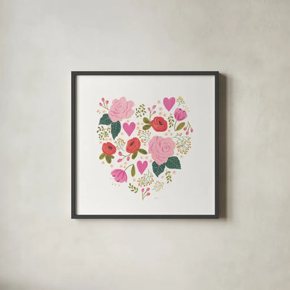 Love Notes II by Jenaya Jackson. Shown in a sleek black glass frame for a contemporary gallery look. Available as an archival giclee rolled canvas, fine art paper, or poster print. SKU 71264a.
