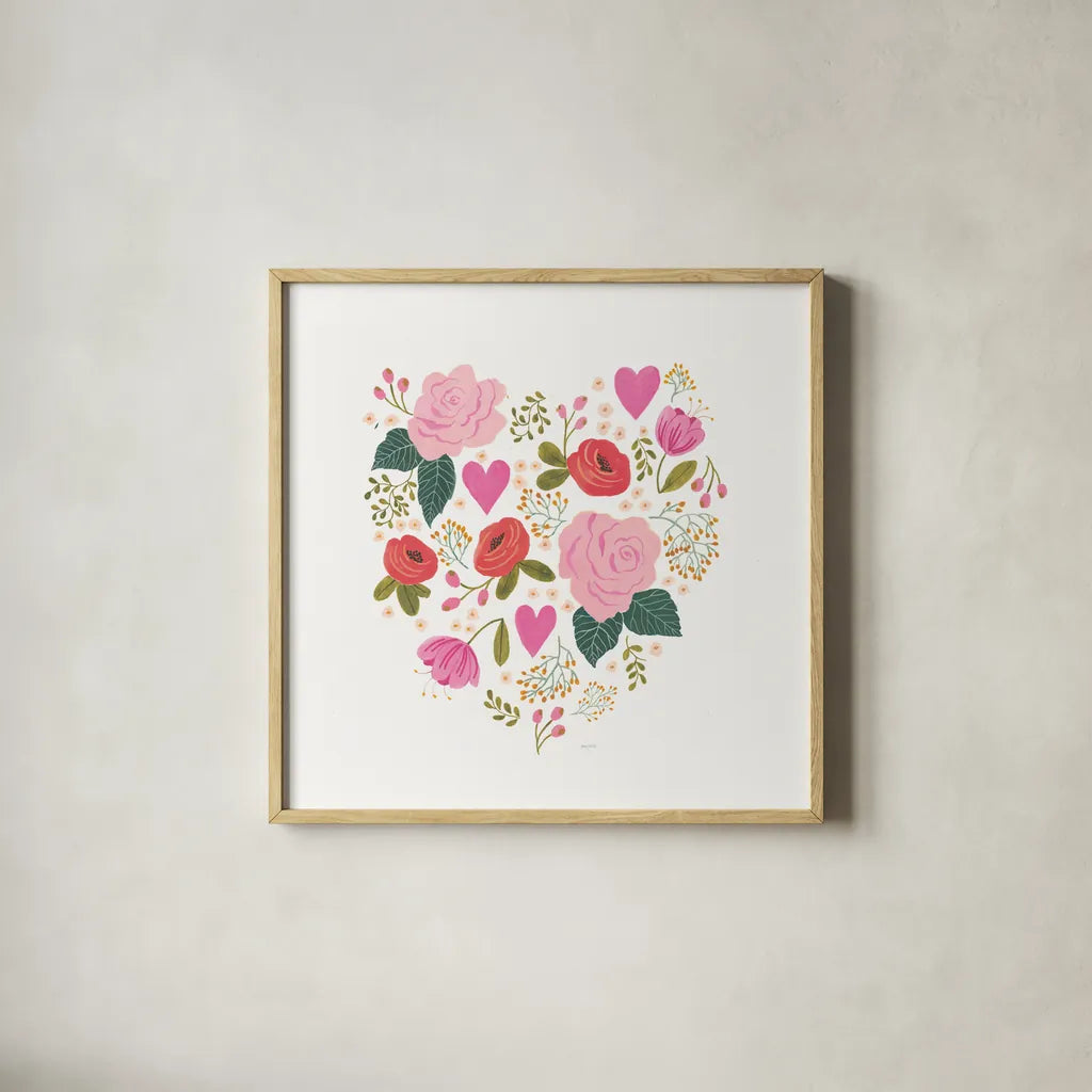 Love Notes II by Jenaya Jackson. Shown in a natural wood glass frame for a timeless modern aesthetic. Available as an archival giclee rolled canvas, fine art paper, or poster print. SKU 71264a.