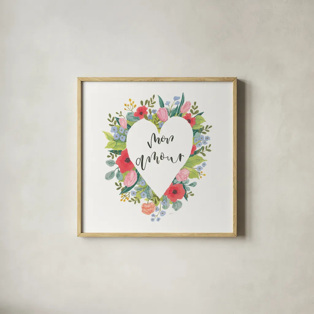 Love Notes III by Jenaya Jackson. Shown in a natural wood glass frame for a timeless modern aesthetic. Available as an archival giclee rolled canvas, fine art paper, or poster print. SKU 71265a.
