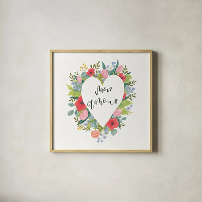 Love Notes III by Jenaya Jackson. Shown in a natural wood glass frame for a timeless modern aesthetic. Available as an archival giclee rolled canvas, fine art paper, or poster print. SKU 71265a.