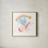 Magical Friends II by Jenaya Jackson. Shown in a natural wood glass frame for a timeless modern aesthetic. Available as an archival giclee rolled canvas, fine art paper, or poster print. SKU 48055a.