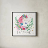 Magical Friends III Butterfly by Jenaya Jackson. Shown in a sleek black glass frame for a contemporary gallery look. Available as an archival giclee rolled canvas, fine art paper, or poster print. SKU 49963a.