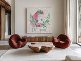 Magical Friends III Butterfly by Jenaya Jackson. Shown as extra-large giant wall art in a modern living room. Available as an archival giclee rolled canvas, fine art paper, or poster print. SKU 49963a.