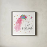Magical Friends III I Am Magical by Jenaya Jackson. Shown in a sleek black glass frame for a contemporary gallery look. Available as an archival giclee rolled canvas, fine art paper, or poster print. SKU 48863a.