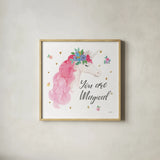 Magical Friends III You are Magical by Jenaya Jackson. Shown in a natural wood glass frame for a timeless modern aesthetic. Available as an archival giclee rolled canvas, fine art paper, or poster print. SKU 52146a.