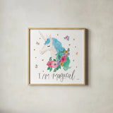 Magical Friends IV by Jenaya Jackson. Shown in a natural wood glass frame for a timeless modern aesthetic. Available as an archival giclee rolled canvas, fine art paper, or poster print. SKU 48057a.