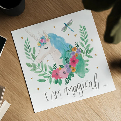 Magical Friends IV Dragonfly by Jenaya Jackson. Shown as a detailed flat fine art print, highlighting archival giclee quality. Available as an archival giclee rolled canvas, fine art paper, or poster print. SKU 49964a.