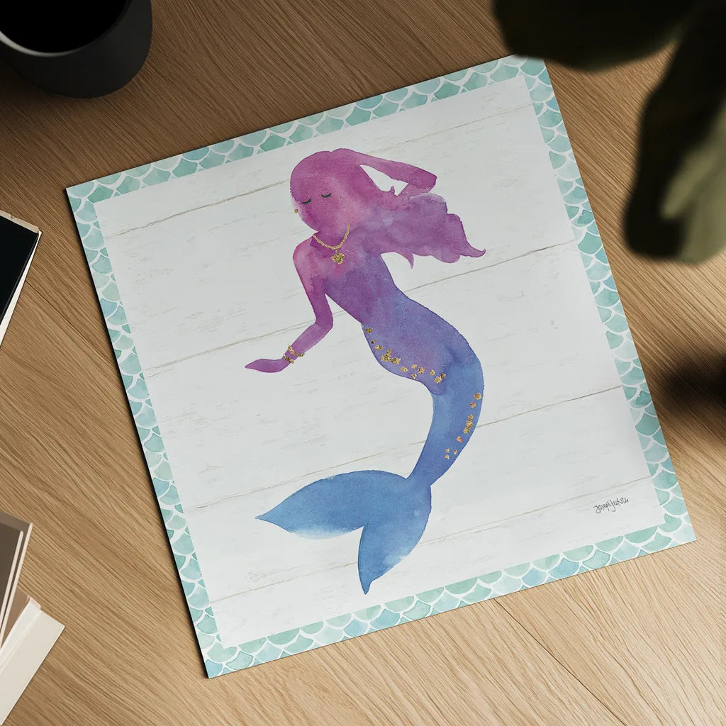 Mermaid Friends III by Jenaya Jackson. Shown as a detailed flat fine art print, highlighting archival giclee quality. Available as an archival giclee rolled canvas, fine art paper, or poster print. SKU 41489a.