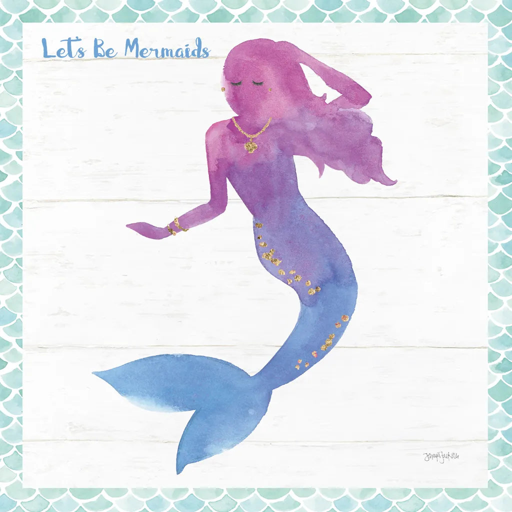 Mermaid Friends III Lets Be by Jenaya Jackson. SKU 43906a. Archival Giclee Fine art print for wall decor.