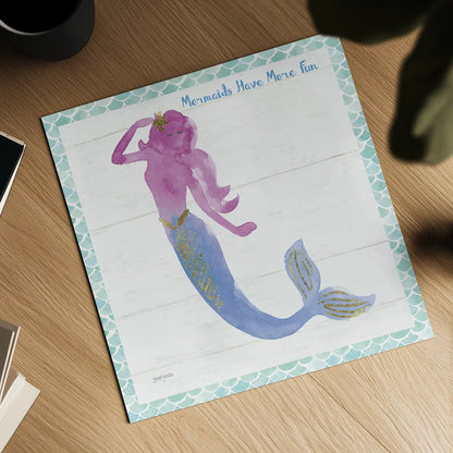 Mermaid Friends IV Fun by Jenaya Jackson. Shown as a detailed flat fine art print, highlighting archival giclee quality. Available as an archival giclee rolled canvas, fine art paper, or poster print. SKU 43907a.