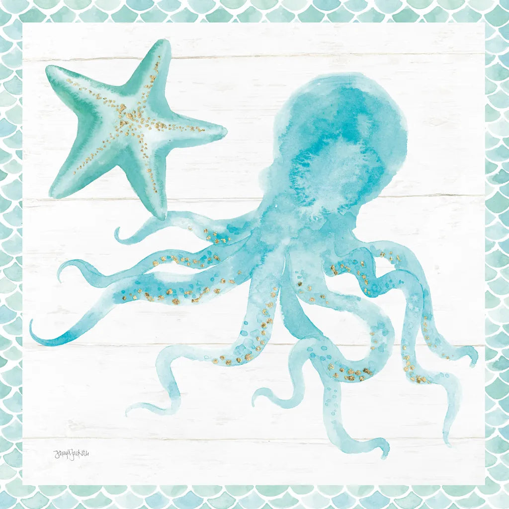 Mermaid Friends V Blue by Jenaya Jackson. SKU 59238a. Archival Giclee Fine art print for wall decor.