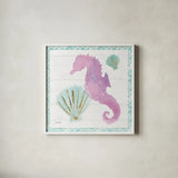 Mermaid Friends VI by Jenaya Jackson. Shown in a crisp white glass frame for a clean and minimalist style. Available as an archival giclee rolled canvas, fine art paper, or poster print. SKU 41492a.